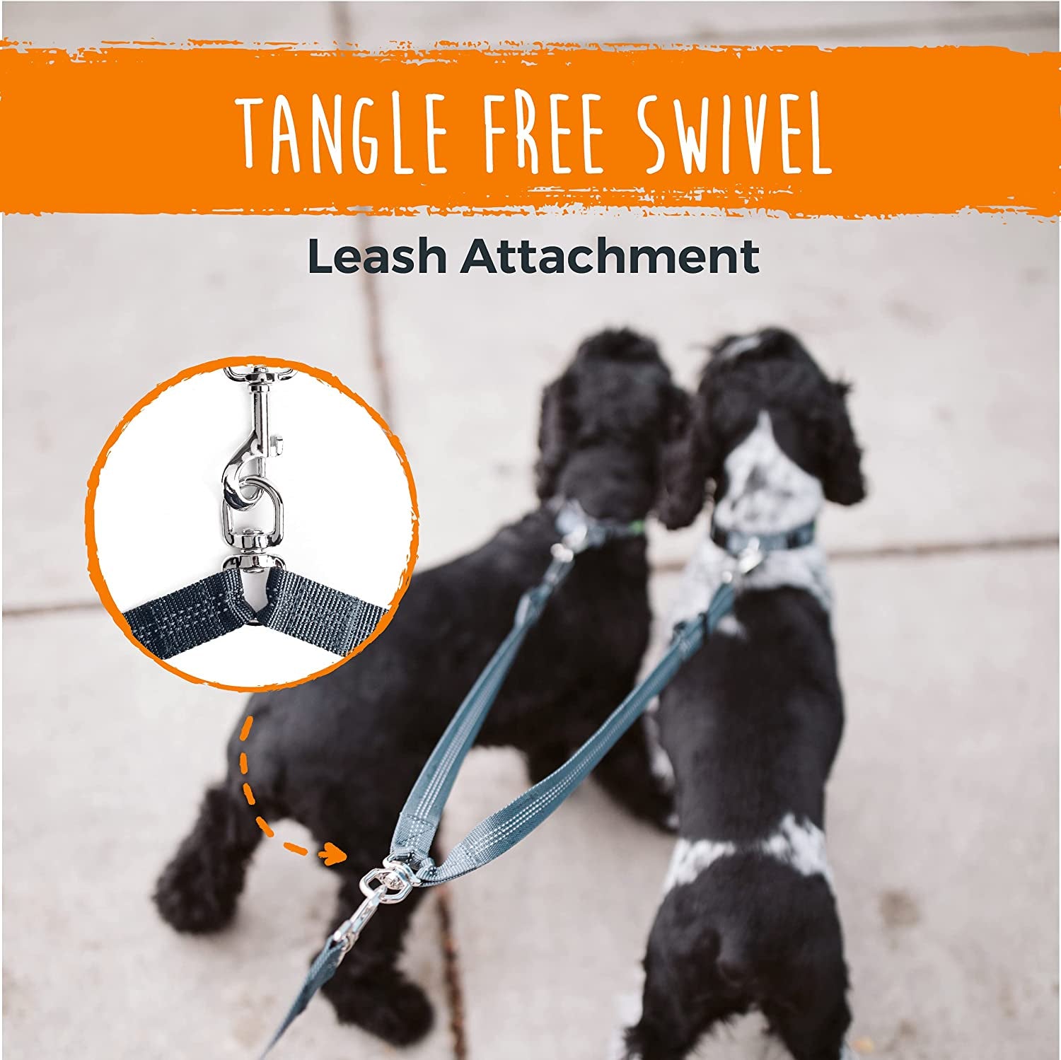 Double Dog Leash - Double Leash for Two Dogs No Tangle Design. Split Lead for 2 Pets. Adjustable to Fit All Sized Breeds. Reflective Dual Pet Lead for People with 2 Pups
