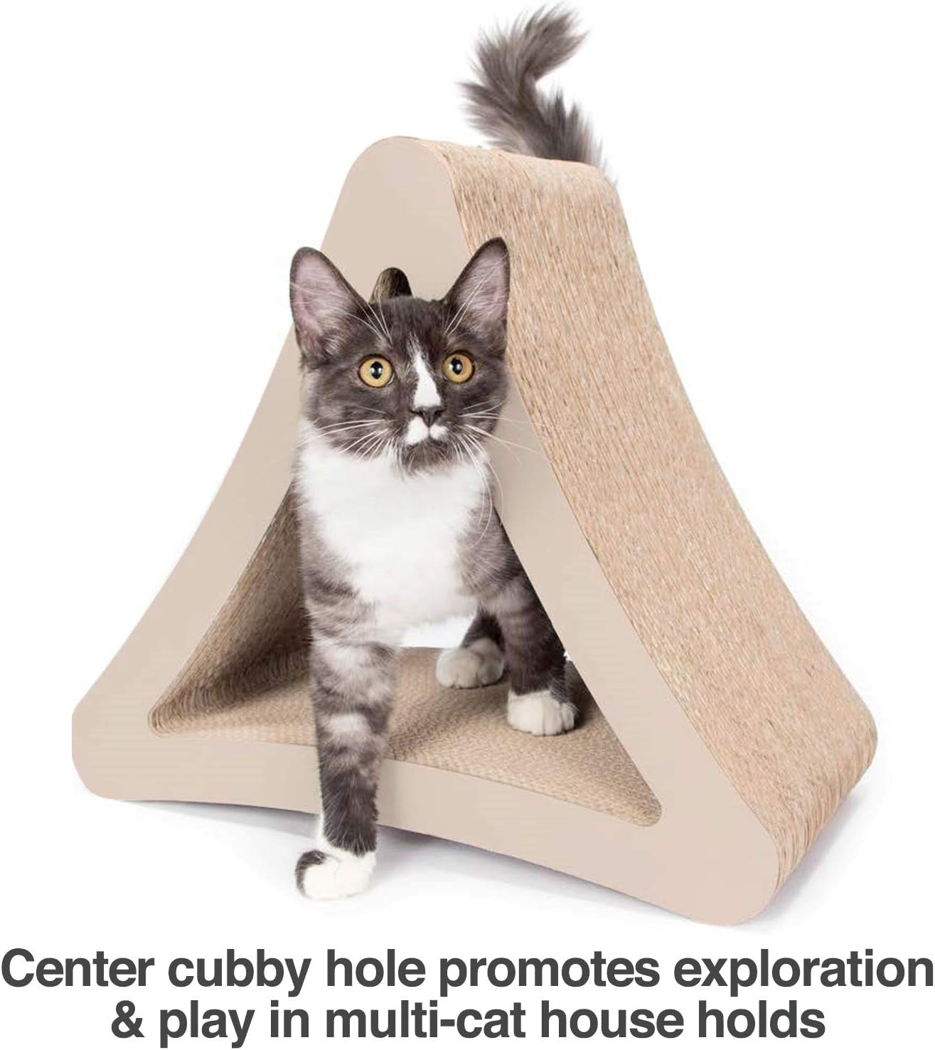 3-Sided Vertical Cat Scratching Post, 18In X 10.5In X 15.9In | Multiple Angle Scratching Pad with 6 Usable Sides, 100% Recyclable Cardboard Lounge for Play and Perch